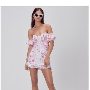 For Love & Lemons Mills Ruched Mini Dress